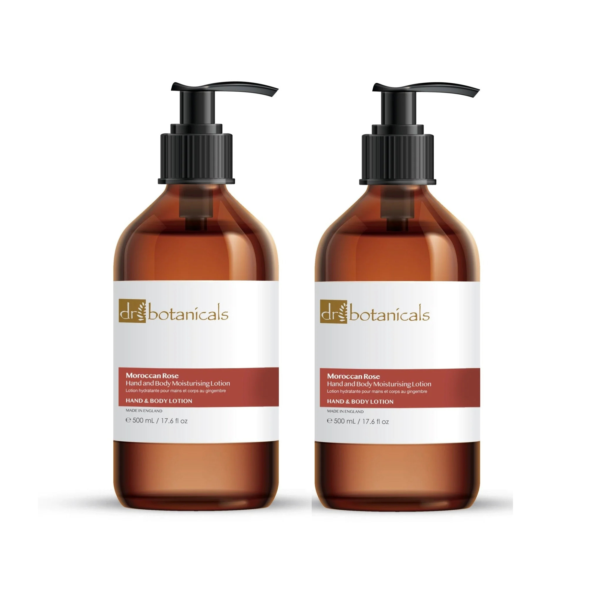 Dr Botanicals Moroccan Rose Hand & Body Moisturising Lotion 500ml Twin Value Savings Pack