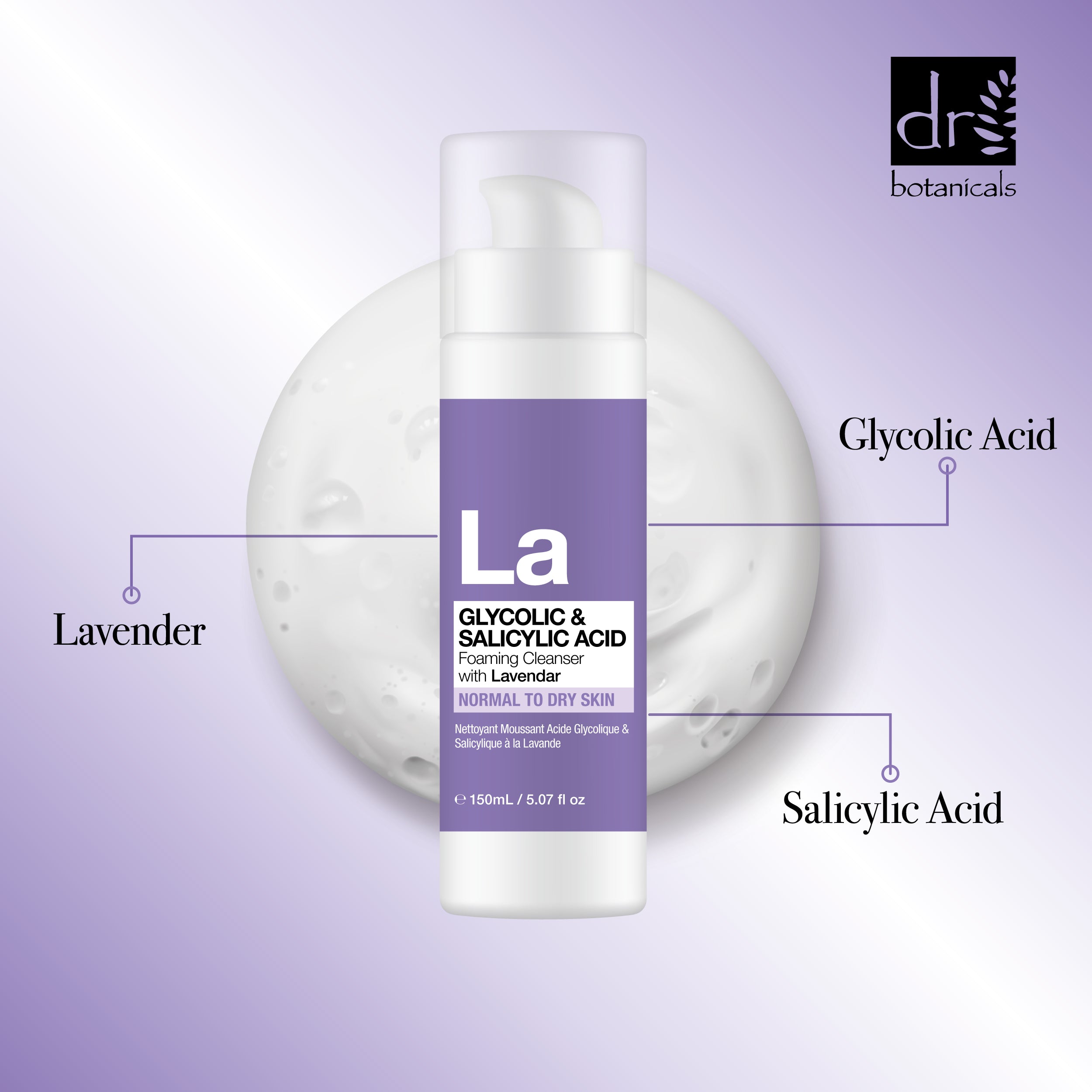 Glycolic & Salicylic Acid Foaming Cleanser with Lavender