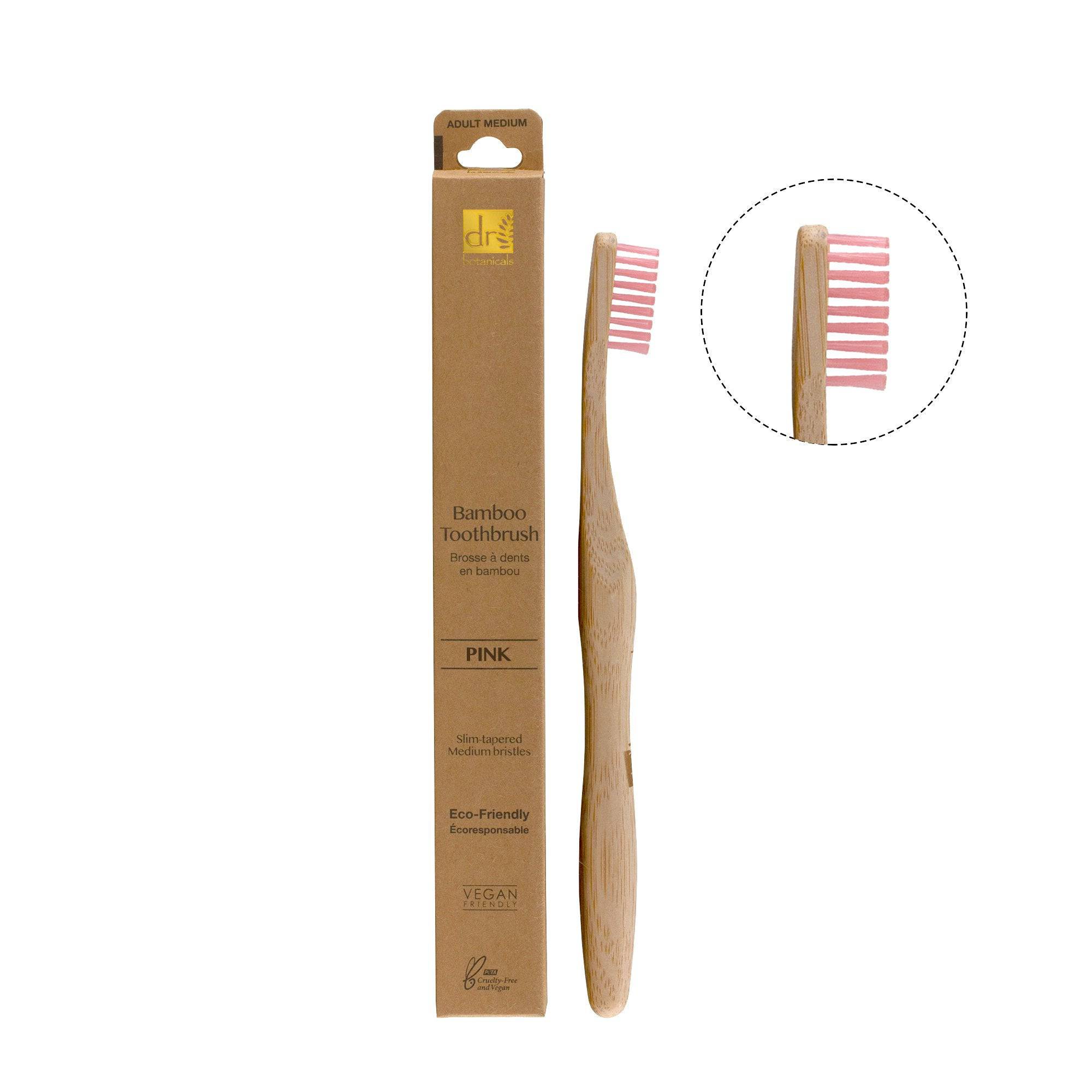 Dr Botanicals Bamboo Toothbrush Pink Twin Value Savings Pack