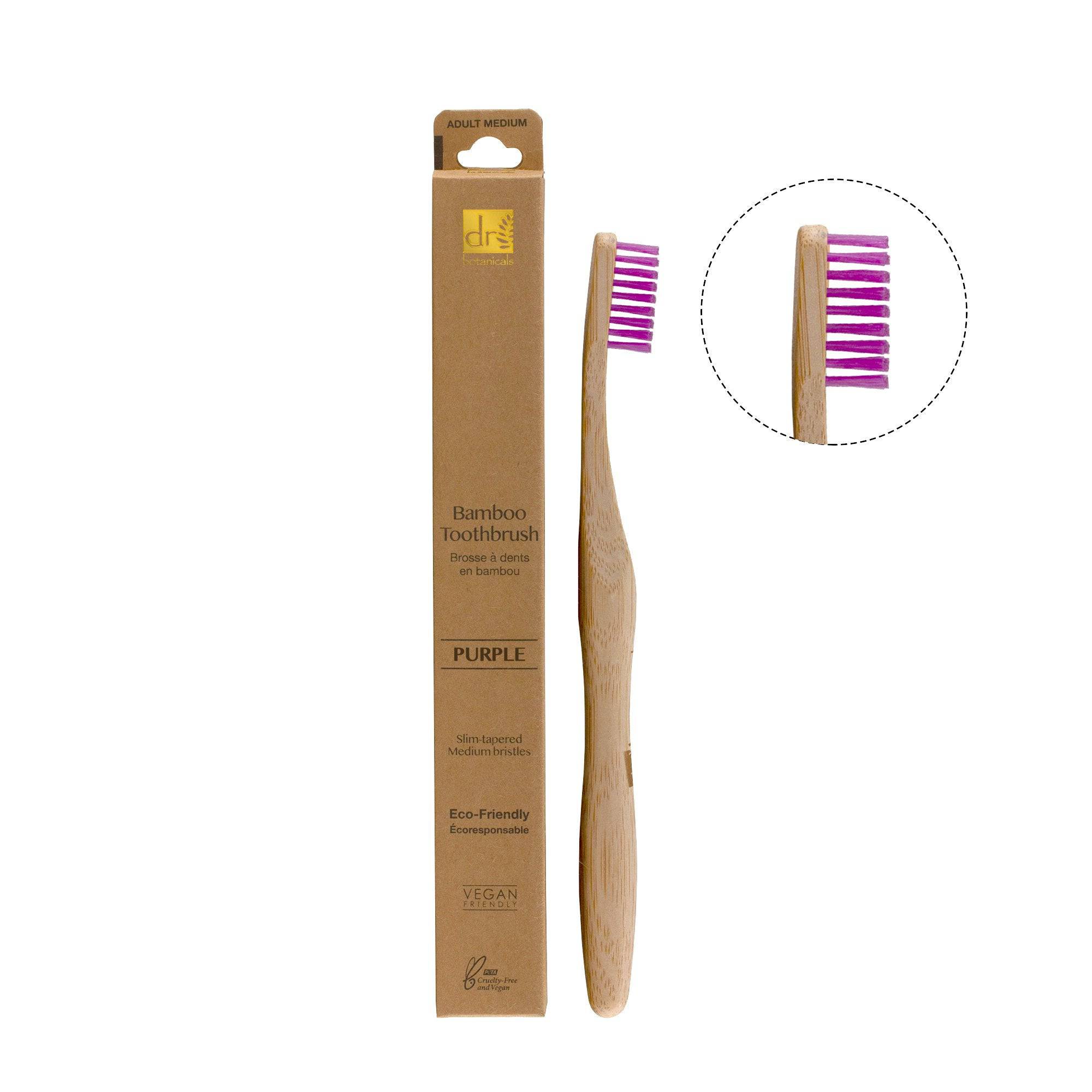 Dr Botanicals Bamboo Toothbrush Purple Twin Value Savings Pack